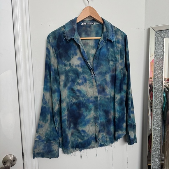 Zara Blue Tie-Dye Women's Top blouse L - Picture 2 of 6